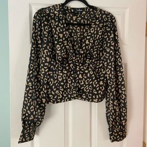 Lulus leopard button up long sleeve shirt
